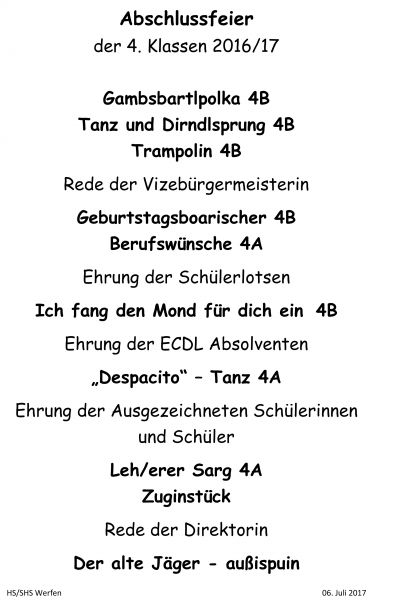 Programm der Abschlussfeier 17